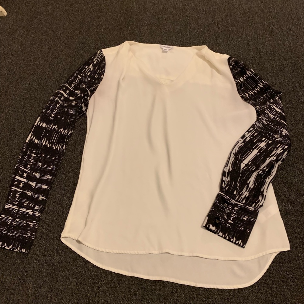 White and Black Calvin Klein Blouse